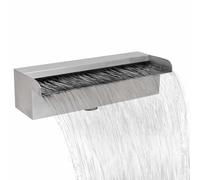 Ziaphsol Fontaine cascade rectangulaire en acier inoxydable SS 304, 30 cm, 1 raccord inférieur, pour bassin et bassin, débit d'eau uniforme pour fontaine et cascade