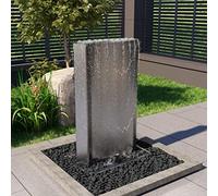 Ziaphsol Fontaine de Jardin en Acier Inoxydable argenté 60,2x37x122,1 cm avec Cascade, LED Blanc Chaud, Pompe 90W, décoration extérieure ou intérieure pour Patio terrasse Zen Relaxation
