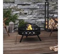 Ziaphsol Foyer avec tisonnier 70 cm XXL en Acier Noir pour extérieur cheminée de Jardin avec Insert, poêle à Bois ou bioéthanol, Chauffage terrasse, Robuste et sécurisé