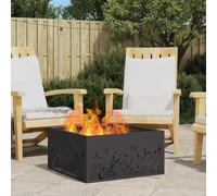 Ziaphsol Foyer carré en acier noir 60 x 60 x 30 cm 600 °C température maximale 8,7 kg pour balcon et jardin, cheminée de table design pour soirées confortables