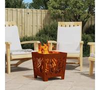 Ziaphsol Foyer carré en acier résistant aux intempéries, marron, 40 x 40 x 40 cm, barbecue d'extérieur portable pour jardin, terrasse, balcon, cheminée, atmosphère avec protection contre les