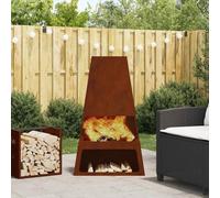 Ziaphsol Foyer rectangulaire en acier résistant aux intempéries - Marron - 60 x 35 x 100 cm - Pour jardin, terrasse, balcon, bois, chambre de combustion - Ambiance et chaleur