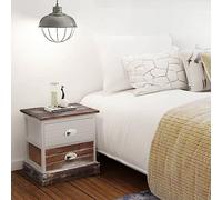 Ziaphsol French Classic Style 2-Piece Nightstand Set in Walnut and White with 2 Drawers and Storage Shelf for Bedroom Living Room Or Dresser