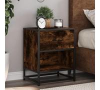 Ziaphsol Fumed Oak Nightstand 40x31x50 cm Wooden Bedroom Side Table with Drawer and Storage Compartment Modern Scandinavian Design Durable MDF and Metal Finish Suitable