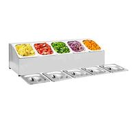 Ziaphsol Gastronorm Support en acier inoxydable avec 5 récipients GN 1/6 et couvercles 82,5 x 22,5 x 21,5 cm Pieds antidérapants pour cuisine, restaurant, hôtel et buffet