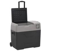 Ziaphsol Glacière Portable avec Roue et Adaptateur Noir Gris 40L polypropylène pour Camping randonnée Pique-Nique Voyage Voiture Conservation Boissons Aliments Repas Frais