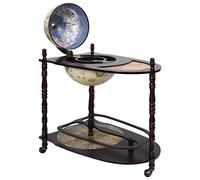 Ziaphsol Globus Table de bar autoportante en bois d'eucalyptus vert avec roulettes, plateau de table et étagère décorative, chariot de bar, environ 70 x 45 x 88 cm, pour boissons et verres