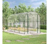 Ziaphsol Grande serre transparente 160 x 400 x 190 cm avec couverture en PVC avec cadre en acier revêtu par pulvérisation, 8 fenêtres avec moustiquaire, porte enroulable pour légumes et herbes