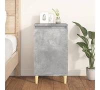 Ziaphsol Gray Concrete Finish Bedside Table 40x35x70 cm Engineered Wood Modern Scandinavian Style with Storage Compartments for Bedroom Living Room Or Dorsitory