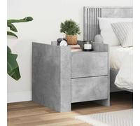 Ziaphsol Gray Concrete Finish Bedside Table 45x50x50 cm Engineered Wood Modern Bedroom nightstand with Two Drawers for Bedroom Living Room and Dormitory Decor