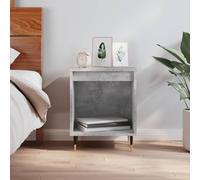 Ziaphsol Gray Concrete Finish Nightstand 40x35x50 cm Engineering Wood Modern Industrial Style Bedroom Side Table with Storage Shelf and Metal Legs for Living Room Dormitory