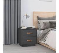 Ziaphsol Gray Pine Wood Bedside Table 40x34x45 cm with Two Spacious Drawers Rustic Bedroom nightstand Modern Scandinavian Furniture for Bedroom Living Room Or Dormitory