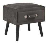 Ziaphsol Gray Velvet Bedside Table 40x35x40 cm with Drawer Solid Pine Wood Modern Scandinavian Bedroom Furniture for Living Room Nightstand