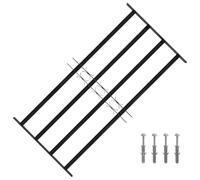 Ziaphsol Grille de fenêtre 115 x 60 cm en acier revêtu par pulvérisation noir, largeur réglable de 63 à 115 cm, 4 barres transversales, pour fenêtre de cave, fenêtre de toit, rénovation et rénovation