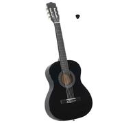 Ziaphsol Guitare classique 3/4 en bois de tilleul massif pour débutants et enfants, noir, 91,4 cm, avec cordes en nylon et touche en plastique dur, pour s'entraîner à la maison et en classe