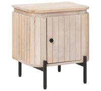 Ziaphsol Handcrafted White Mango Wood Bedside Table 40 x 30 x 45 cm Modern Minimalist Nightstand with Sculpted Design for Bedroom Living Room Or Dormitory