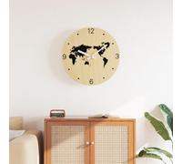 Ziaphsol Horloge Murale Vintage en Bois d'ingénierie Jaune et Noir Ø30 cm, silencieuse, Cadran lisible, Design Industriel pour Salon, Chambre, Bureau ou Cuisine