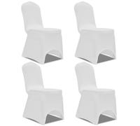 Ziaphsol Housse de Chaise Extensible 4 pièces Blanc Tissu élastique Adaptable à Toutes Les chaises jusqu'à 100 cm pour décoration, événement ou Usage Quotidien