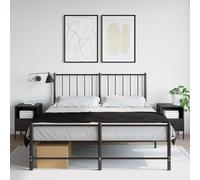 Ziaphsol Industrial Black Metal Bedside Tables 2 Pack 36x39x50.5 cm with Adjustable Feet for Bedroom Living Room Modern Vintage Style