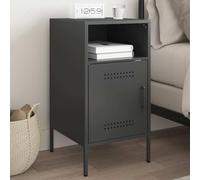 Ziaphsol Industrial Black Nightstand 36x39x68 cm Steel Bedside Table with Storage Drawer and Adjustable Feet for Bedroom Lounge Modern Vintage Home Decor