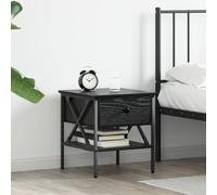 Ziaphsol Industrial Black Oak Bedside Table with Drawer and Shelf 40 x 42 x 45 cm Modern Bedroom Furniture with Storage Space Durable Wood Metal Design for Adult and Kids Room Decor