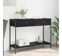 Ziaphsol Industrial Black Oak Console Table 100 x 34.5 x 75 cm with Drawers Sturdy Wood and Metal Design Versatile for Modern Living Room Hallway Or Bedroom Furniture with Adjustable Feet