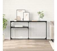 Ziaphsol Industrial Black Oak Console Table 146 x 22.5 x 75 cm with Storage Shelf Modern Scandinavian Design for Living Room Bedroom Home Decor
