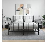 Ziaphsol Industrial Black Wood and Metal Bedside Tables 50x41x65 cm with Storage and Adjustable Feet Set of 2 for Bedroom Living Room Dormitory Modern Vintage Design