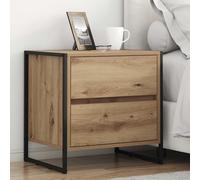 Ziaphsol Industrial Chêne Artisan Bedside Table 50 x 39.5 x 50 cm with Drawer and Steel Legs for Modern Bedroom Or Living Room Decor