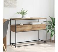 Ziaphsol Industrial Chêne Artisanal Console Table 100 x 40 x 75 cm with Storage Shelves and Drawers for Hallway Living Room Modern Scandinavian Design