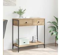 Ziaphsol Industrial Chêne Artisanal Console Table 75x34.5x75cm with Metal Frame for Modern Living Room Hallway Vintage Design