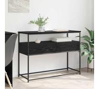 Ziaphsol Industrial Chêne Noir Console Table 100x40x75 cm with Storage Shelves and Drawers Modern Wood Entryway Furniture for Hallway Living Room Decor