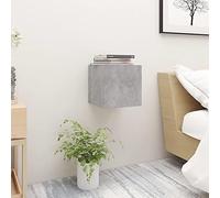 Ziaphsol Industrial Concrete Gray Bedside Table 30.5x30x30 cm Engineered Wood Modern Vintage Bedroom Decor with Wall-Mounted Design, Storage Compartment, Versatile Left Or Right Opening