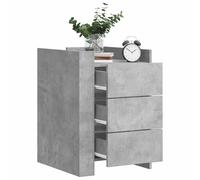 Ziaphsol Industrial Gray Concrete Nightstand 45x50x65 cm Wooden Engineering Bedside Table with Storage Drawers for Bedroom Living Room Modern Vintage Style