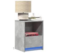 Ziaphsol Industrial Grey Concrete Wood Bedside Table with LED Lights Modern Nightstand with Storage Drawer for Bedroom Lounge Living Room Durable Engineering Wood