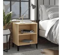 Ziaphsol Industrial Oak Wood and Metal Bedside Table with Two Storage Shelves Modern Scandinavian Design for Bedroom Living Room Or Dormitory Sturdy and Stable 40x30x50 cm