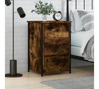 Ziaphsol Industrial Smoked Oak Bedside Table 40x36x60 cm Engineered Wood with Metal Frame 3 Drawers Bedroom nightstand Modern Vintage Decor Versatile for Bedroom Living Room Or Dorm