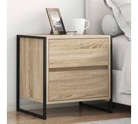 Ziaphsol Industrial Sonoma Bedside Table 50 x 39.5 x 50 cm Wooden Engineering Nightstand with Drawers Modern Rustic Bedroom Furniture for Living Room and Dorm