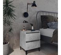 Ziaphsol Industrial Style 2-Piece Bedside Tables Set in Grey Concrete Finish with Engineered Wood Surfaces, Measuring 40x35x50 cm, Featuring Sturdy Metal Legs, Ideal for Bedroom Or Living Room Decor