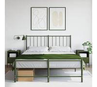 Ziaphsol Industrial-Style 2-Piece Olive Green Bedside Tables with Adjustable Legs 36x39x50.5 cm Sturdy Steel Frame for Bedroom Or Living Room Storage and Decor