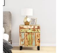 Ziaphsol Industrial Style 50x33x60cm Reclaimed Wood Bedside Table with Drawer and Metal Legs for Bedroom Lounge Vintage Scandinavian Modern Bedroom Furniture
