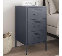 Ziaphsol Industrial-Style Anthracite Bedside Table 36x39x68 cm Metal with 3 Drawers Adjustable Feet for Bedroom Or Living Room Storage and Organization