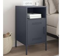 Ziaphsol Industrial-Style Anthracite Bedside Table 36x39x68 cm with Metal Frame and Adjustable Legs for Bedroom Or Living Room Storage and Organization