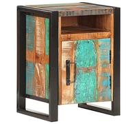 Ziaphsol Industrial Style Bedside Table 40x35x55 cm Made of Solid Reclaimed Wood with Natural Finish for Bedroom Or Living Room Decor and Storage Solution