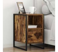 Ziaphsol Industrial-Style Bedside Table with Two Drawers in Smoked Oak Finish 39.5 x 30 x 50 cm Versatile nightstand for Bedroom Living Room Or Dormitory Modern Durable Wood and Metal Design