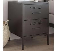 Ziaphsol Industrial Style Black Nightstand 36x39x50.5 cm Steel Bedside Table with Two Drawers Modern Bedroom Furniture for Living Room Or Office Decor