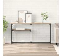 Ziaphsol Industrial Style Console Table in Solid Oak Wood with Metal Frame 145 cm Length, 75 cm Height for Stylish Living Room Decor Space-Saving Design with Durable Construction