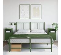 Ziaphsol Industrial Style Green Olive Metal Nightstand Set of 2 with Adjustable Legs and Storage Compartments for Bedroom and Living Room Decor
