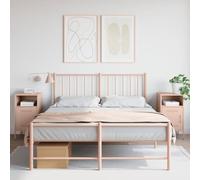 Ziaphsol Industrial-Style Pink Steel Bedside Table Set of Two 36x39x68 cm with Storage compartments Adjustable Legs for Bedroom Or Living Room Modern Vintage Design