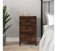 Ziaphsol Industrial Style Smoked Oak Bedside Table 40x35x70 cm Engineered Wood with Metal Legs for Bedroom, Living Room Or Office, Featuring Spacious Drawers and Versatile Design